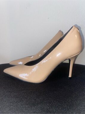 Guess Beige Patent Pointed-Toe Stiletto Pumps